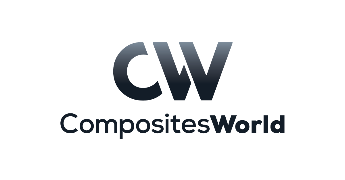 A black and white logo of composites world